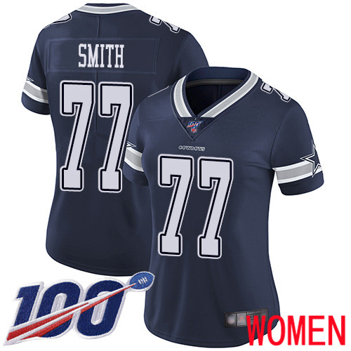 Women Dallas Cowboys Limited Navy Blue Tyron Smith Home #77 100th Season Vapor Untouchable NFL Jersey->youth nfl jersey->Youth Jersey